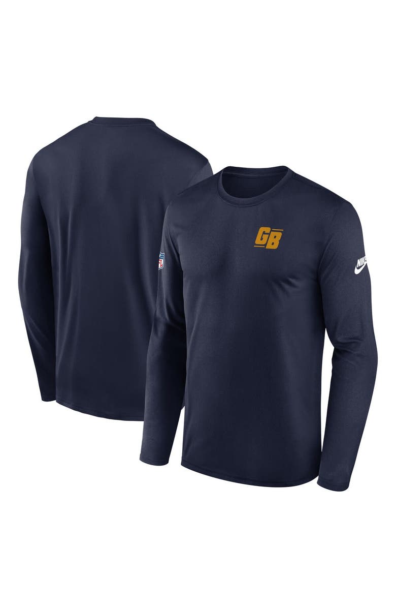 Nike Men's Nike Navy Green Bay Packers The 1923 Classic Sideline Logo Dri-FIT Long Sleeve Legend T-Shirt, Main, color, Navy
