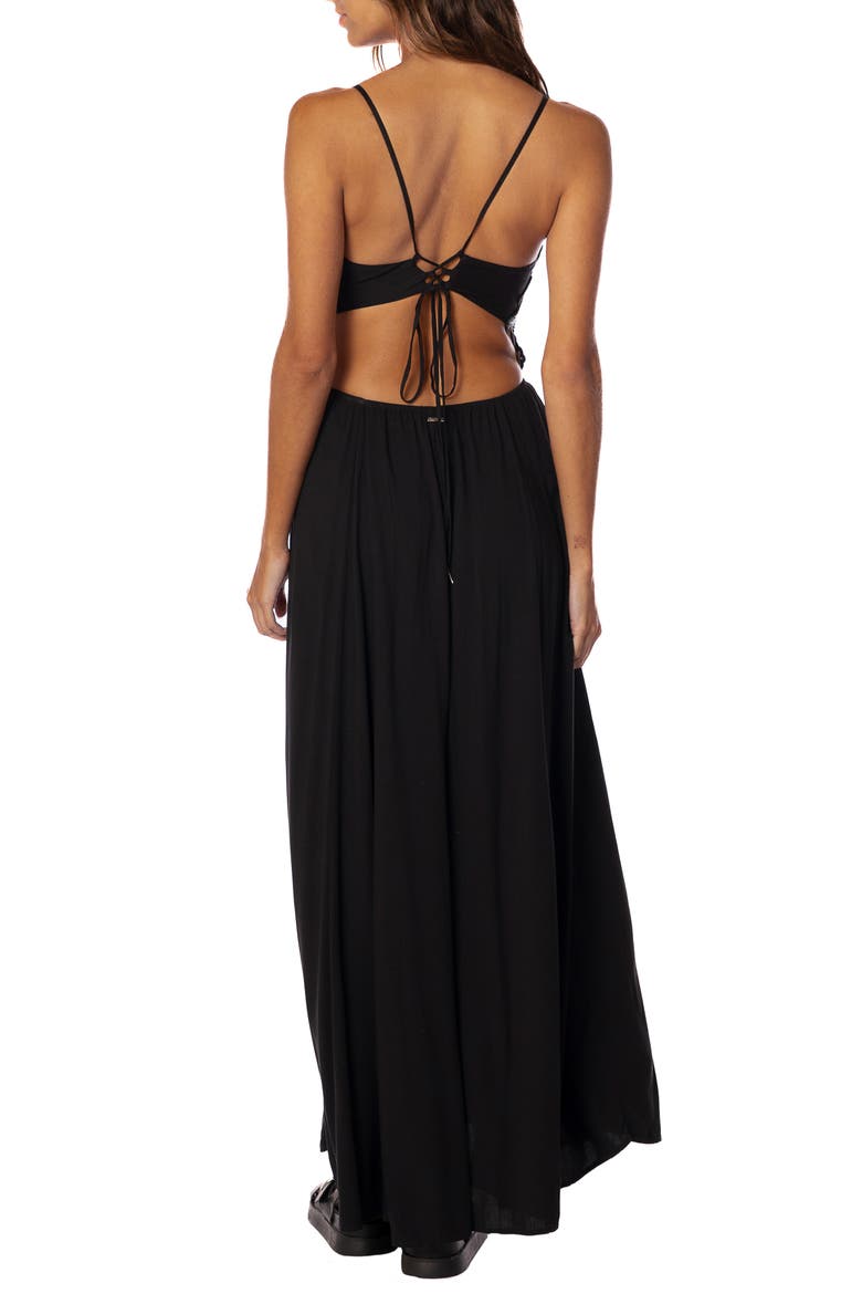 Palm Grove Owen EmbroideredCover-Up Maxi Dress, Alternate, color, BLACK