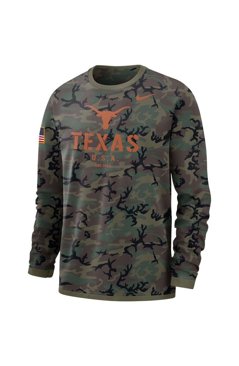 Nike Men's Nike Camo Texas Longhorns Military Appreciation Performance Long Sleeve T-Shirt, Alternate, color, 