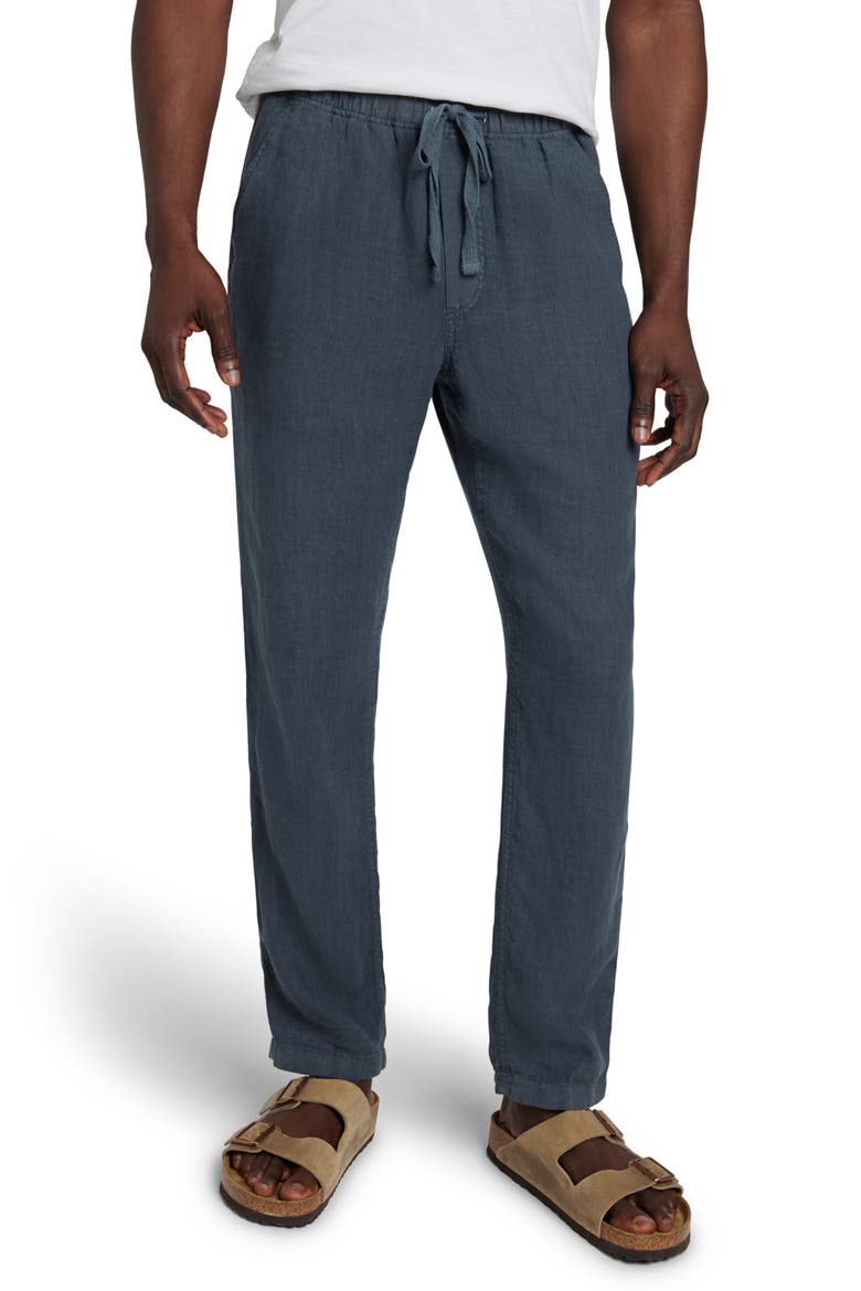 Linen Drawstring Pants, Main, color, LOOK OUT NAVY