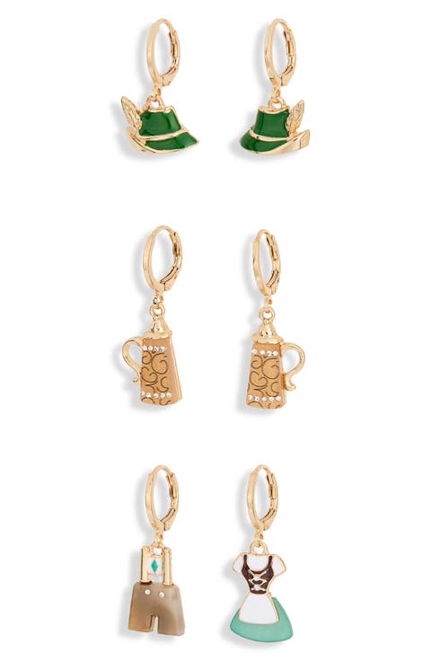Set of 3 Oktoberfest Huggie Hoop Earrings
