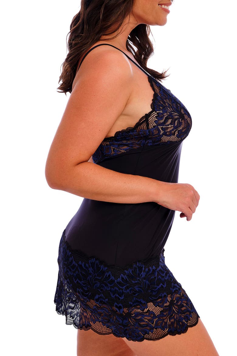 Emmaline V-Back Lace Chemise, Alternate, color, MIDNIGHT