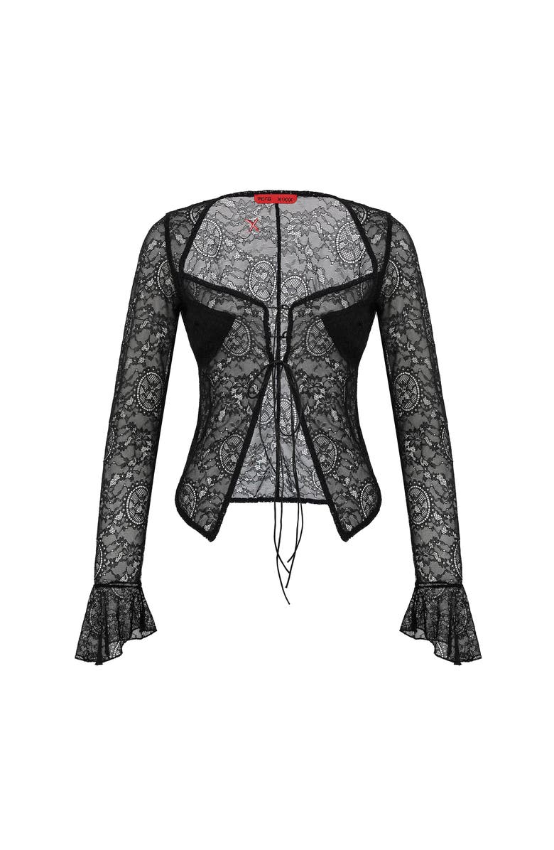 PCFG Long Sleeve Black Lace Top, Main, color, Black