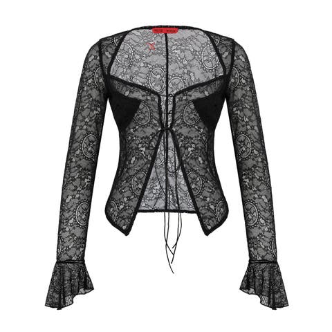 Long Sleeve Black Lace Top
