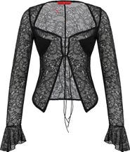 PCFG Long Sleeve Black Lace Top