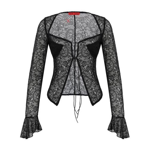 Pcfg Long Sleeve Black Lace Top