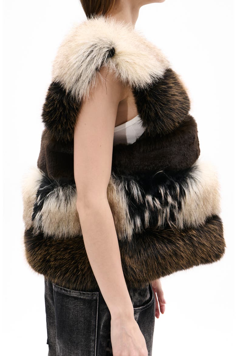 Vail Mixed Faux Fur Vest, Alternate, color, BROWN MULTI