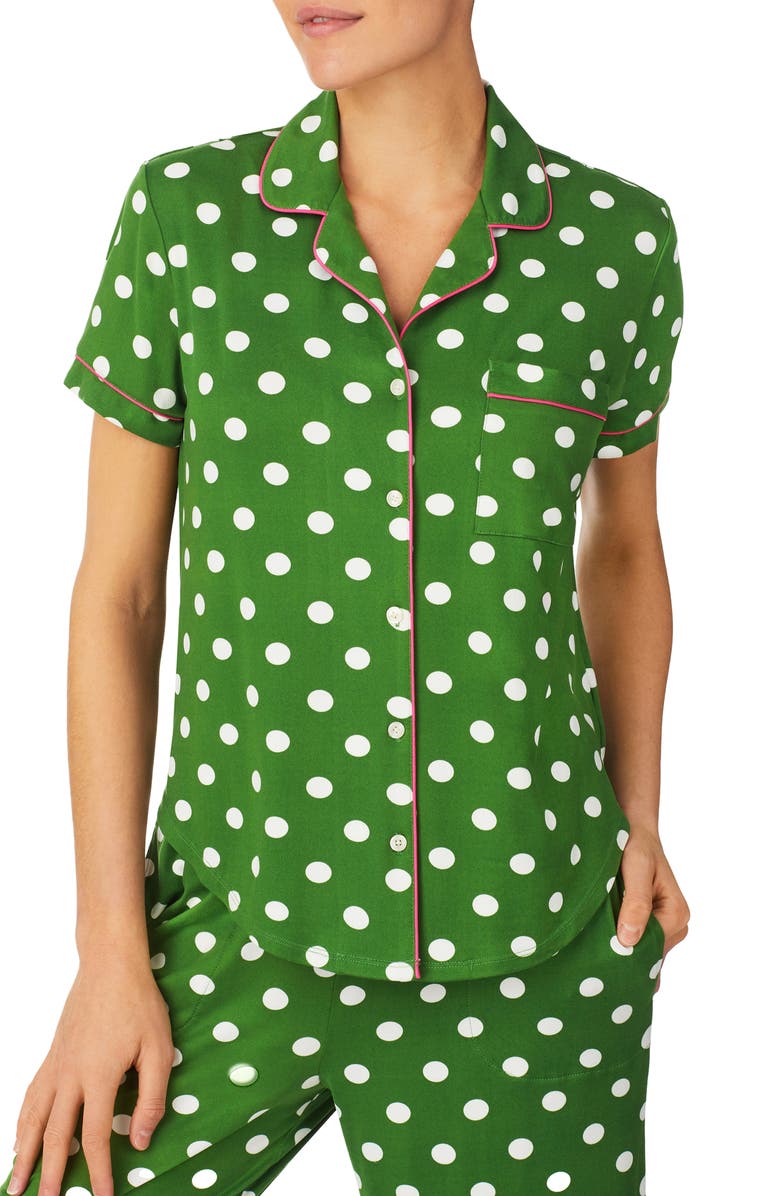 Kate Spade New York print crop pajamas, Alternate, color, Grn Dot