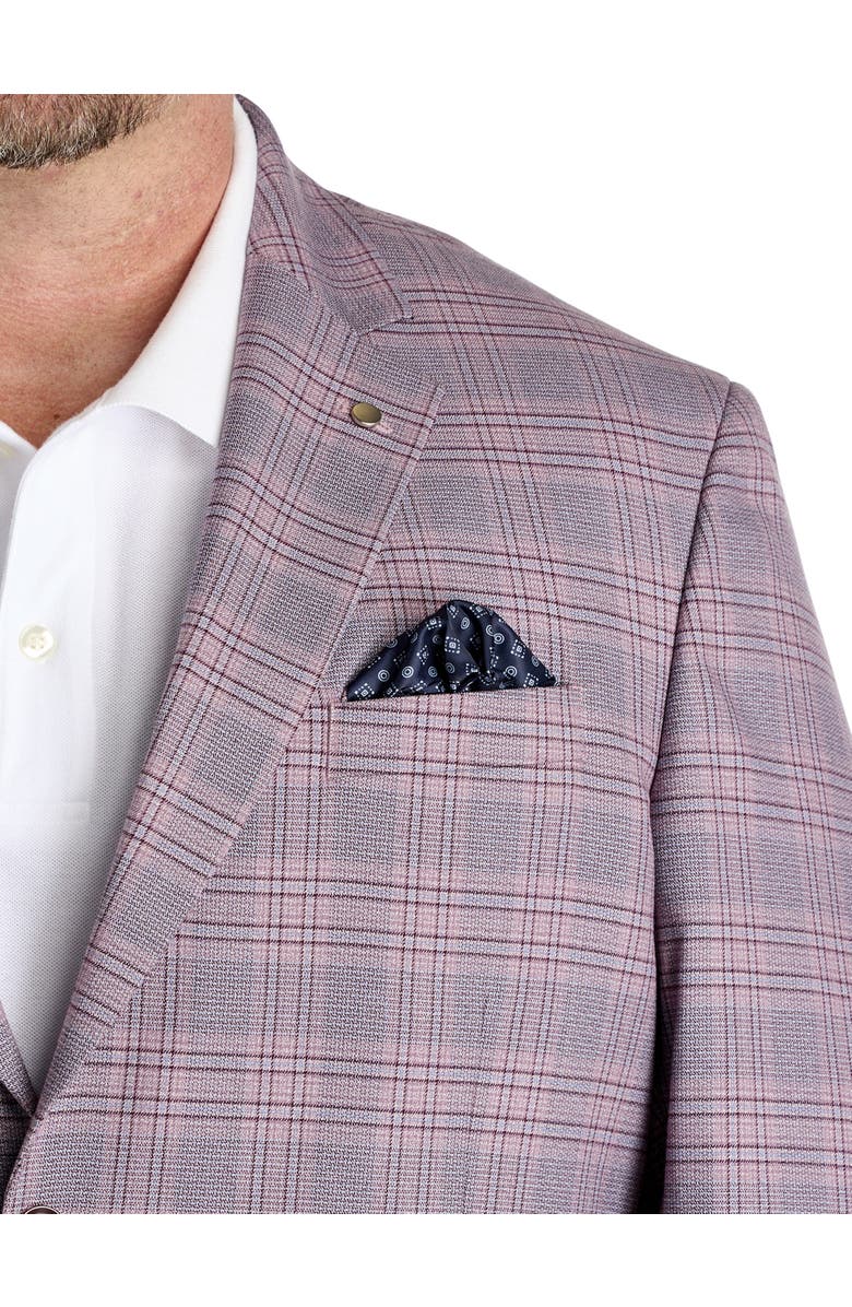 Oak Hill by DXL Big & Tall Springtime Windowpane Sport Coat, Alternate, color, Berry