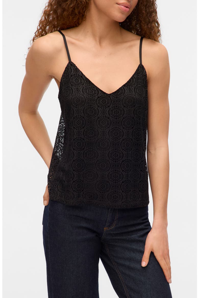 Maya V-Neck Singlet Top, Main, color, BLACK