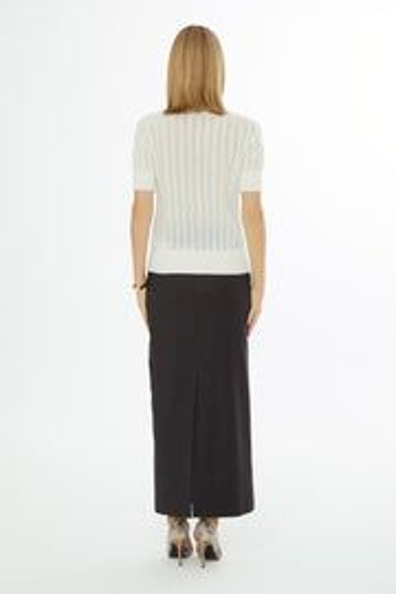 Crew Neck Short-Sleeve Wool Cashmere Sweater Ecru, Alternate, color, Ecru