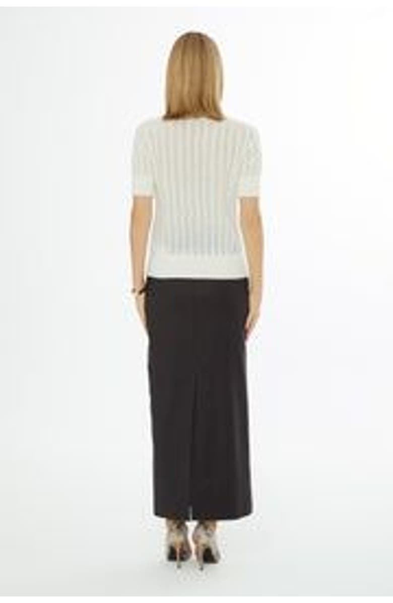 Gizia Crew Neck Short-Sleeve Wool Cashmere Sweater Ecru, Alternate, color, Ecru