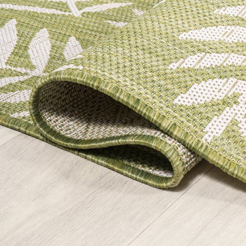 Jonathan Y Nevis Palm Frond Indoor/outdoor Round Area Rug In Green/cream