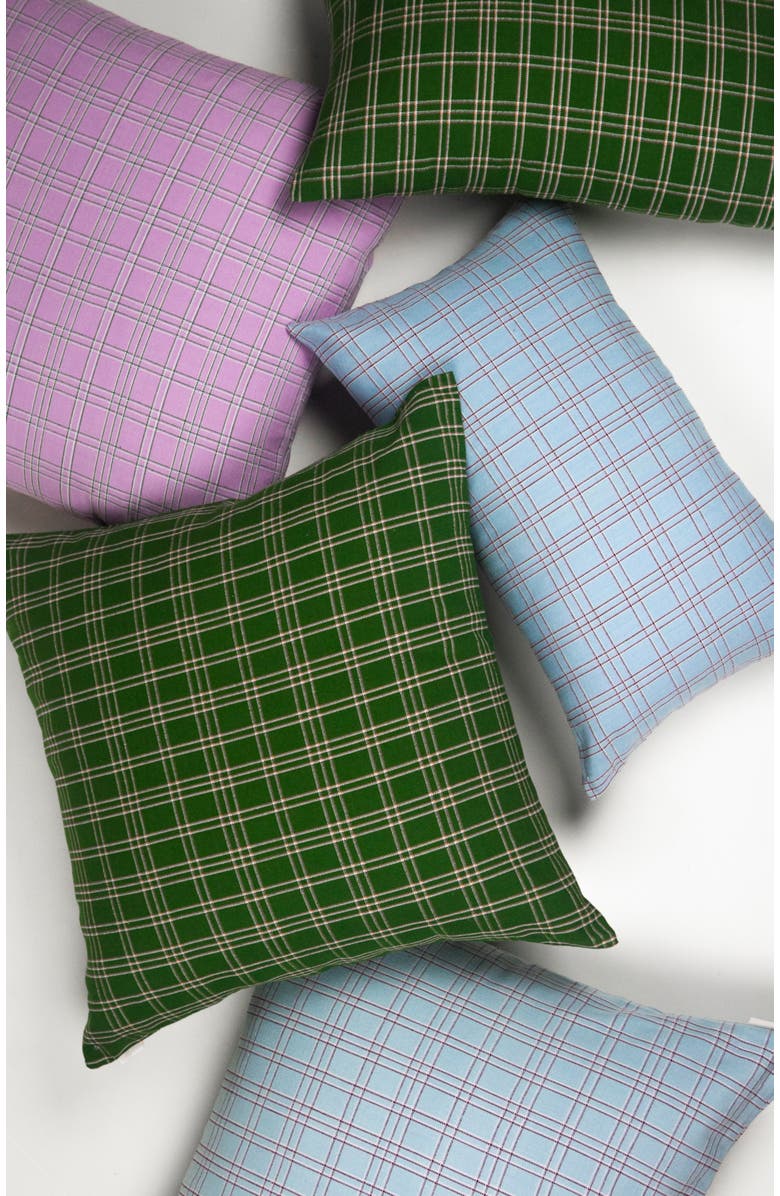 Archive New York Chiapas Plaid Handwoven Cotton Lumbar Throw Pillow, Alternate, color, Forest Green Plaid