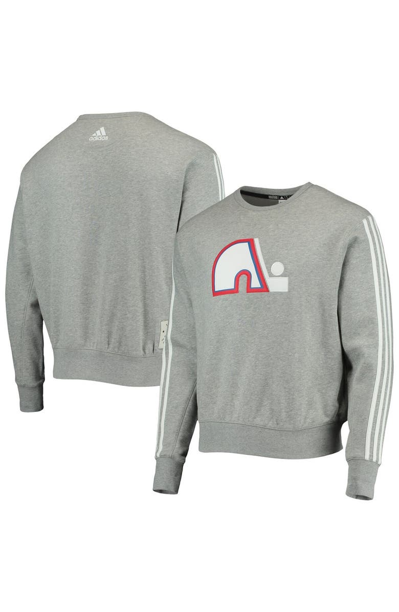 adidas Men's adidas Heathered Gray Quebec Nordiques Team Classics Vintage Pullover Sweatshirt, Main, color,