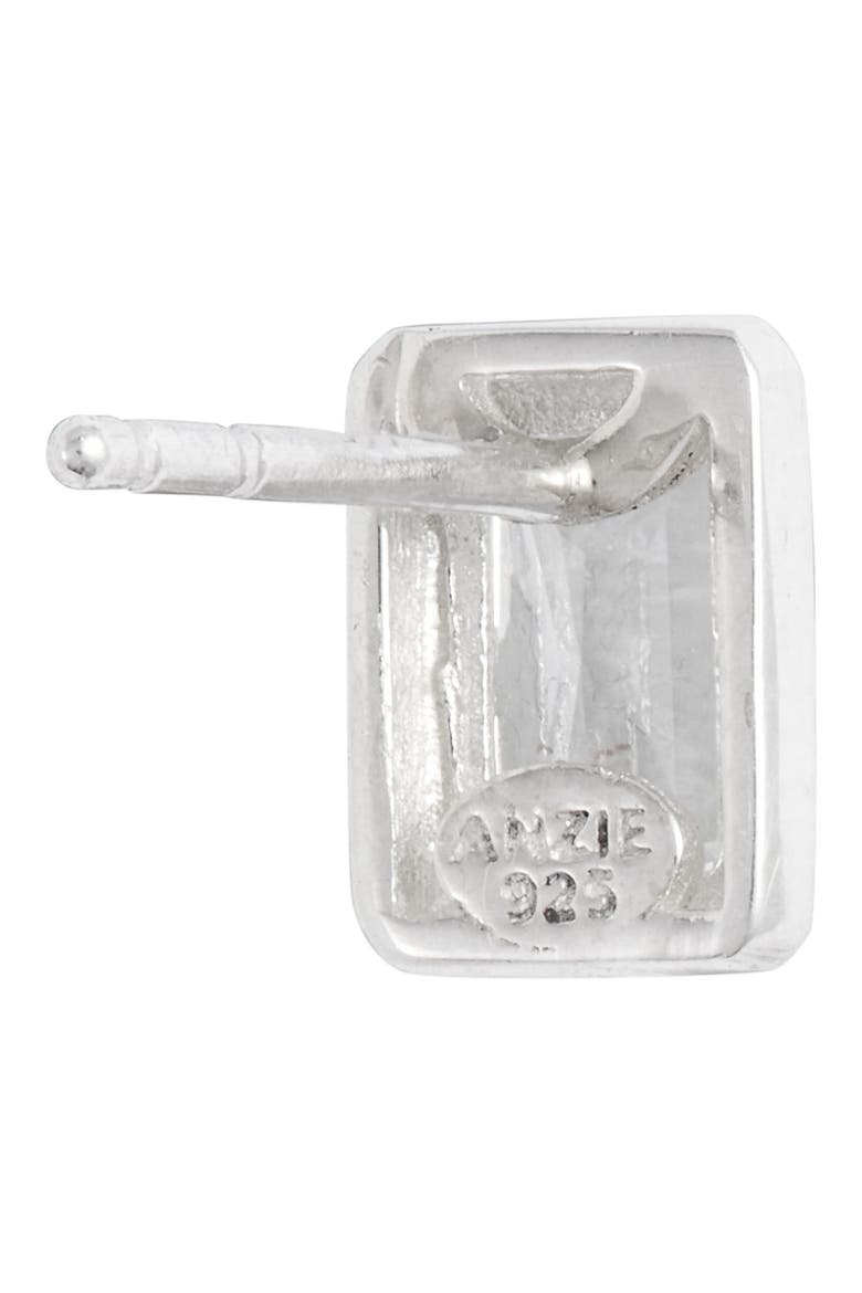 White Topaz Baguette Stud Earrings, Alternate, color, SILVER/ WHITE