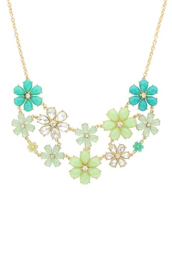 Olivia Welles Flower Power Necklace In Gold/turquoise