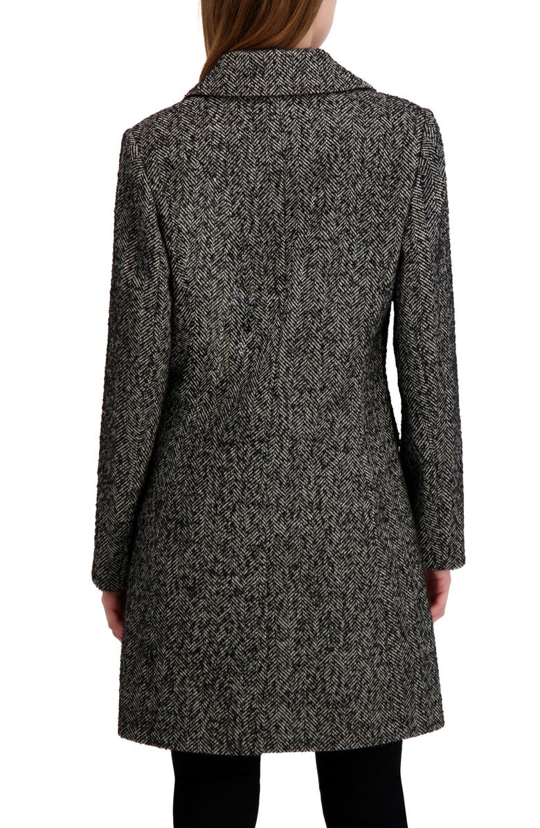 Laundry by Shelli Segal Mélange Herringbone Walker Coat, Alternate, color, Black/White