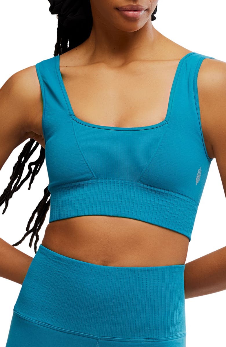 Free People FP Movement Karma Square Neck Sports Bra, Main, color, Celestial Blue