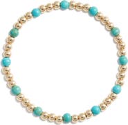 Nashelle Turquoise Stone & Bead Stretch Bracelet