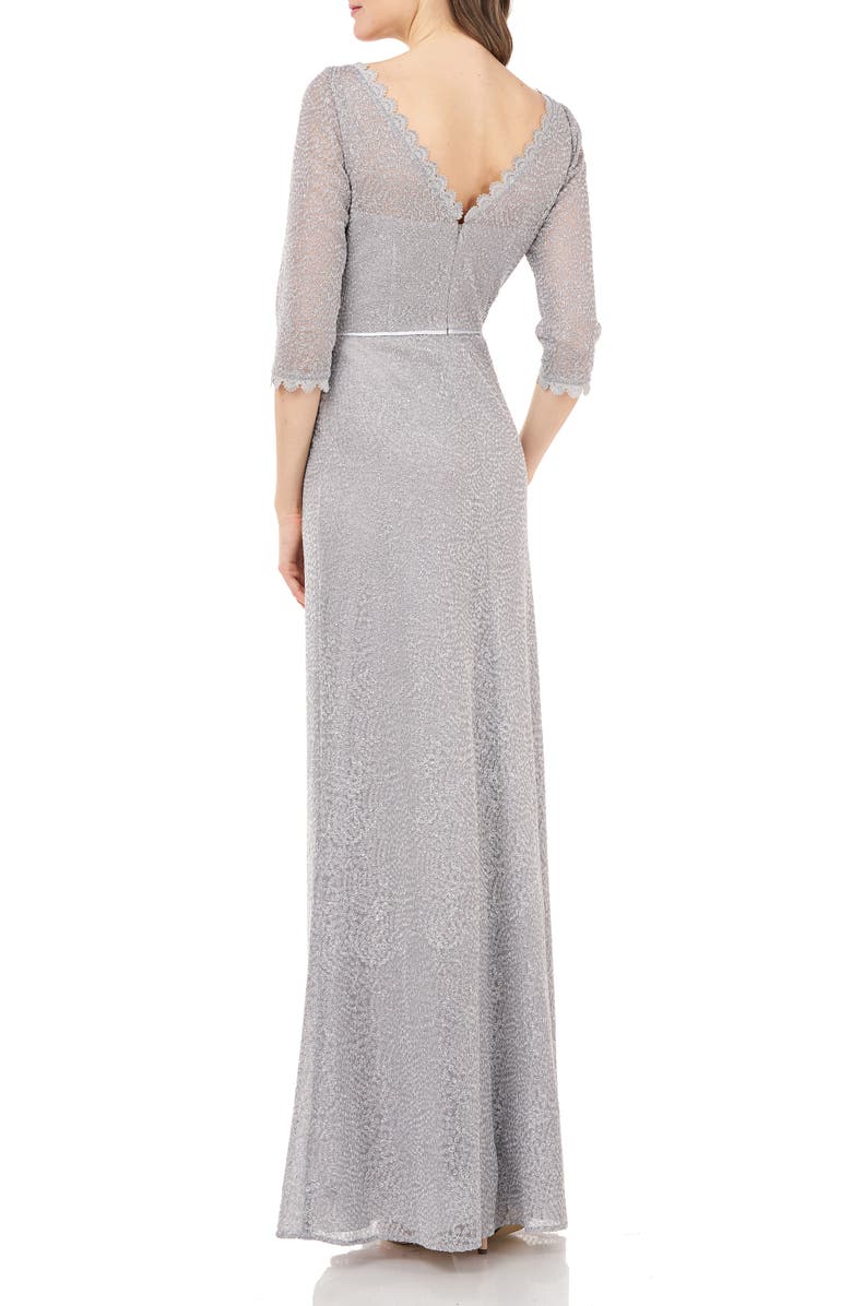JS Collections Metallic Lace A-Line Gown, Alternate, color, 