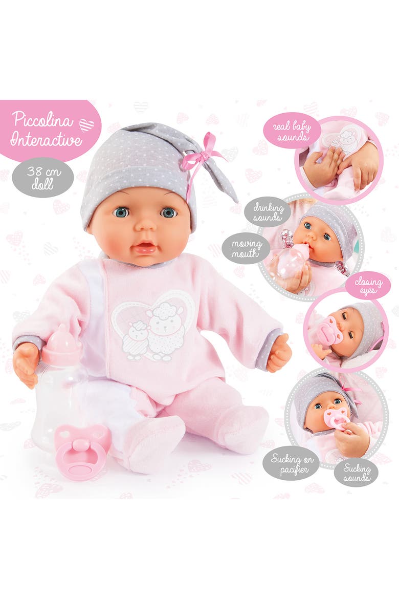 Piccolina 15 Inch Interactive Baby Doll Sounds, Alternate, color, Multicolored
