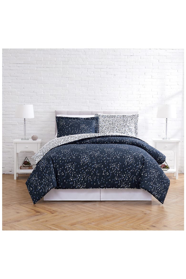 Botanical Leaves - Luxury Premium Oversized Reversible Duvet Cover, Alternate, color, BOTANICAL FOREST BLUE