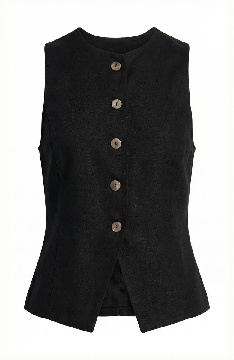 Modenaire Tailored Sleeveless Button-Up Vest, Alternate, color, Black