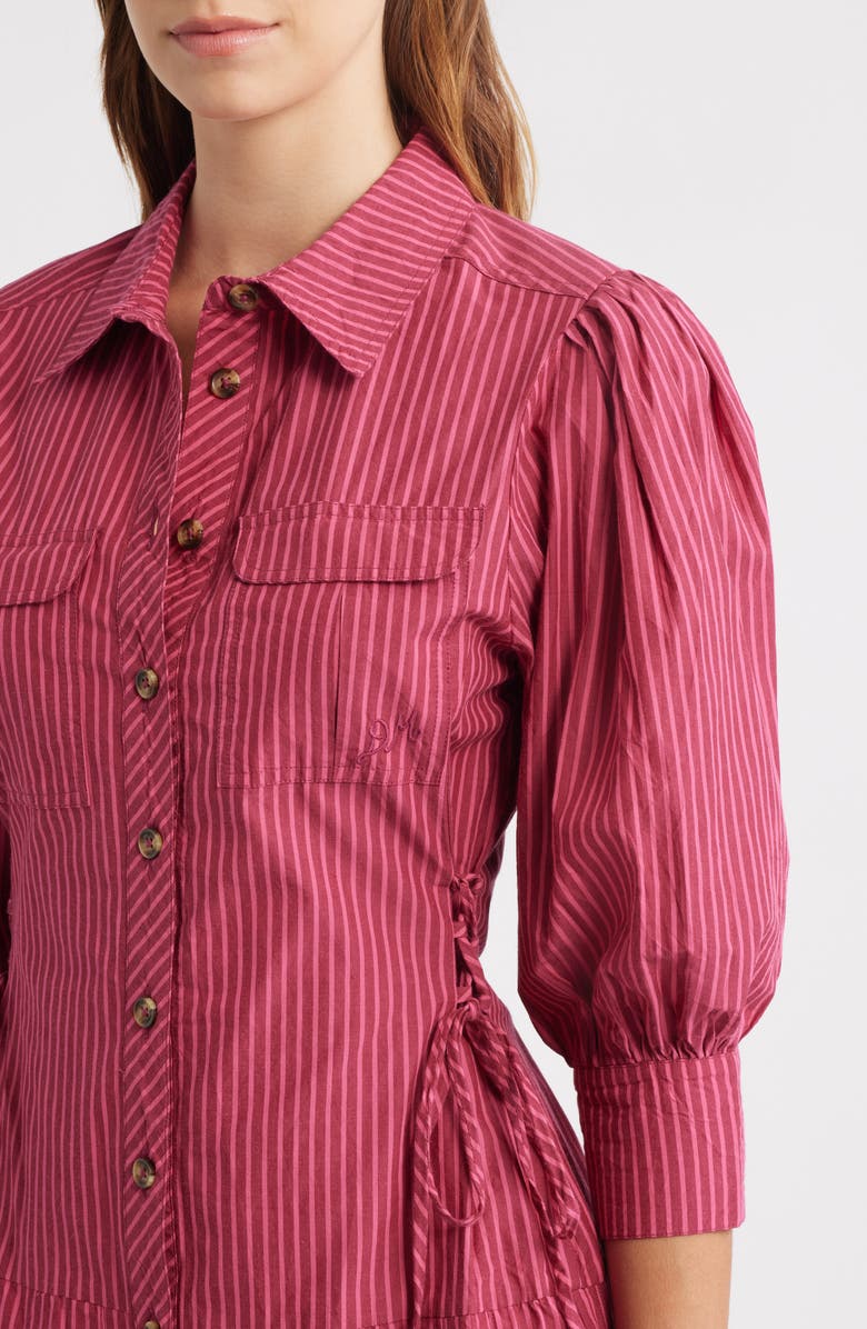 Damson Madder Maisie Stripe Organic Cotton Mini Shirtdress, Alternate, color, Berry