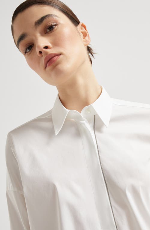Brunello Cucinelli White Stretch Poplin Shirt In White