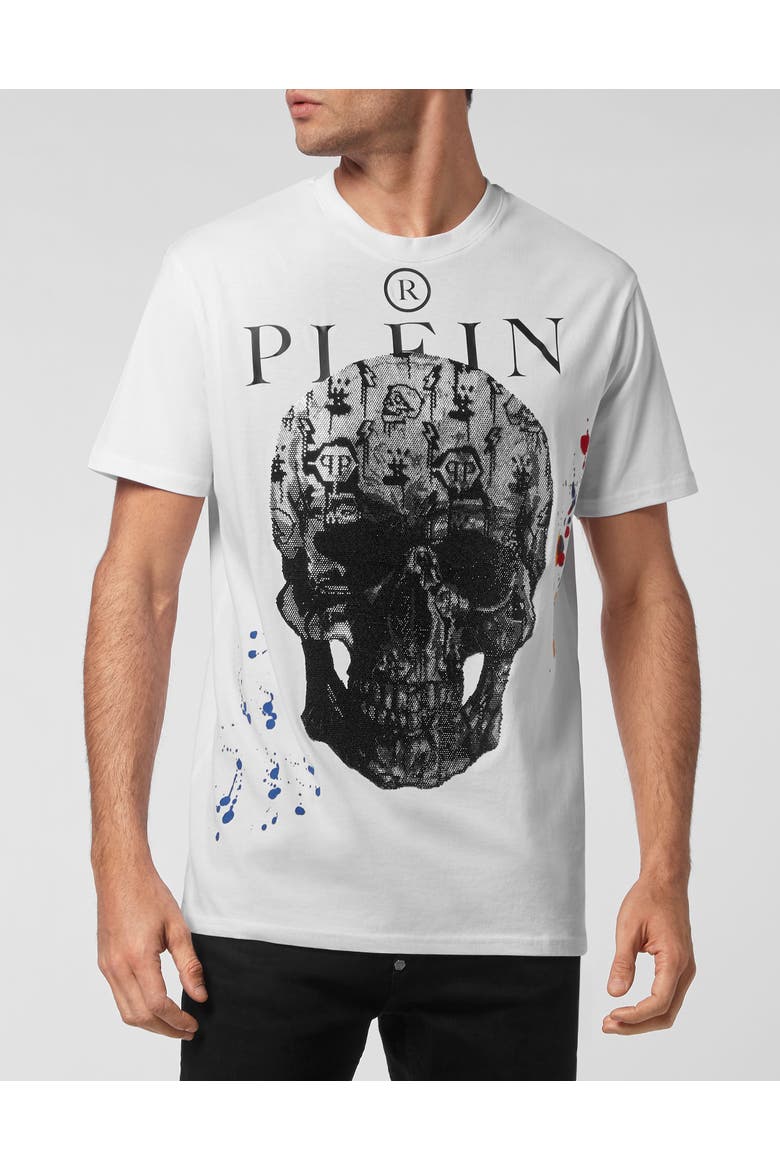 T-Shirt Round Neck Men, Main, color, white/black