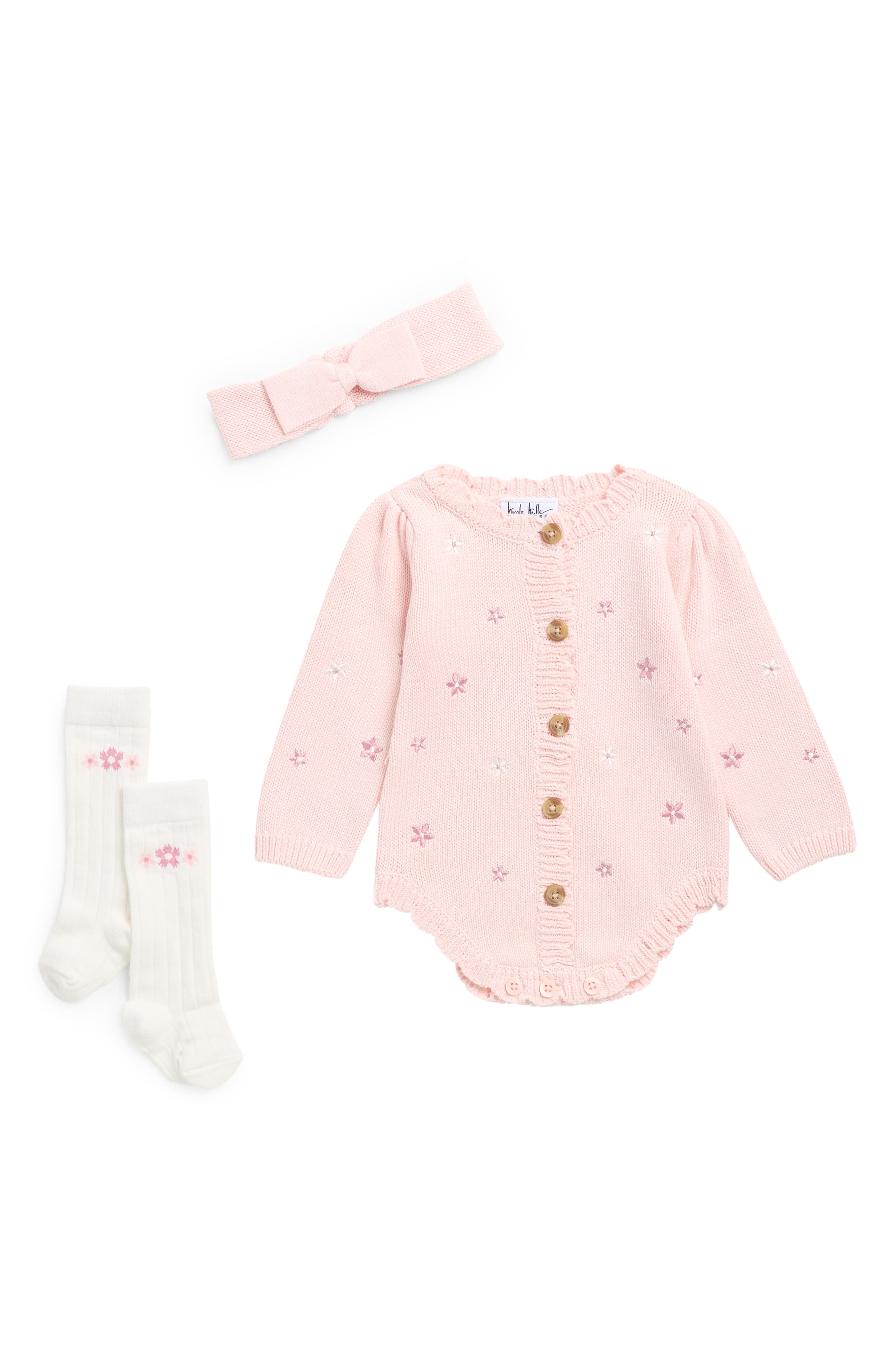 Knit Romper, Headband & Socks Set
