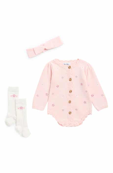 Knit Romper, Headband & Socks Set