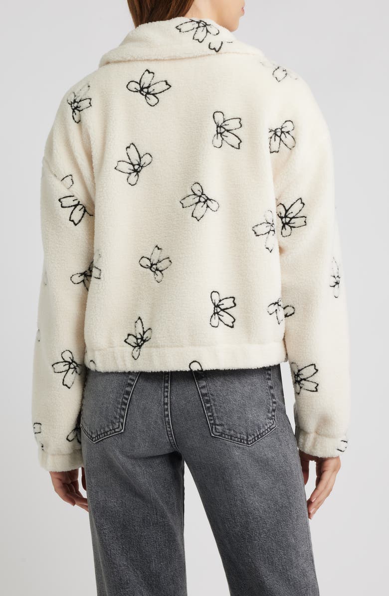 Thread & Supply Bow Embroidery High Pile Fleece Jacket, Alternate, color, Ivory Black Combo