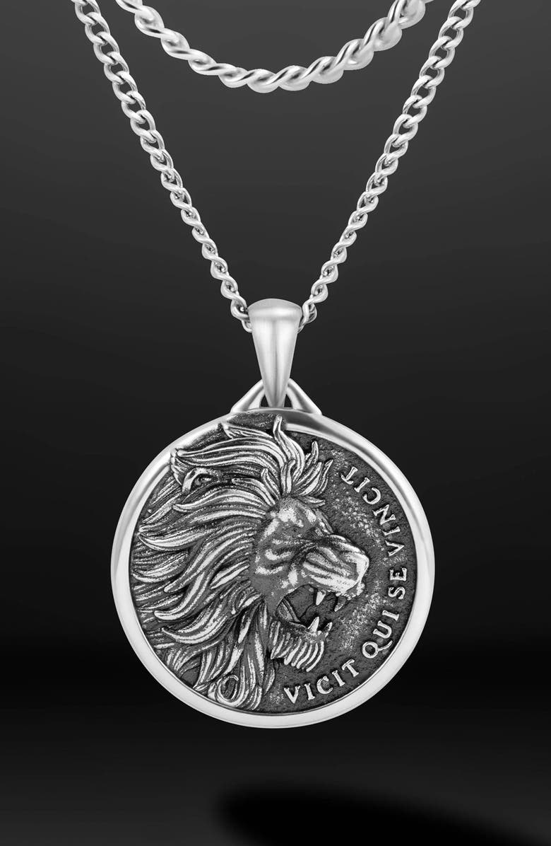 Vincero Men's Lion Pendant Necklace, Alternate, color, Silver