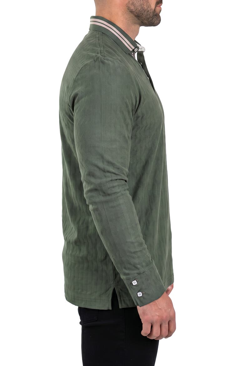 Unknown Long Sleeve Cotton Polo, Alternate, color, GREEN