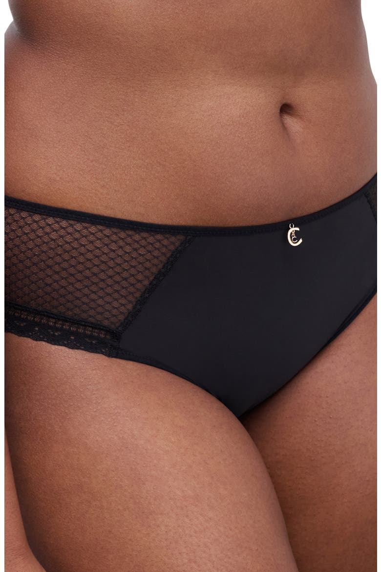 Lace Trim Hipster Briefs, Alternate, color, BLACK