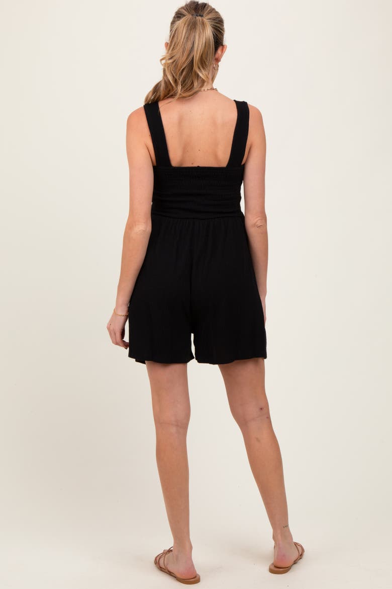 Ribbed Smocked Bodice Romper, Alternate, color, Black