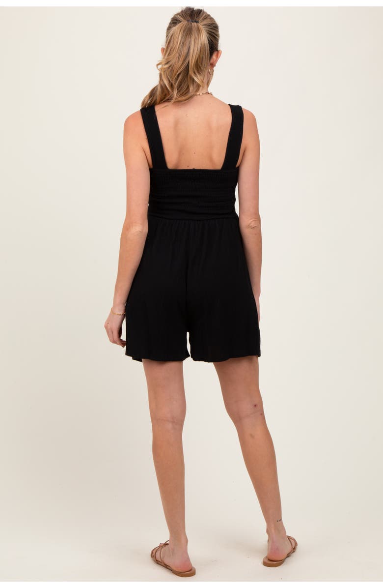 PinkBlush Ribbed Smocked Bodice Romper, Alternate, color, Black