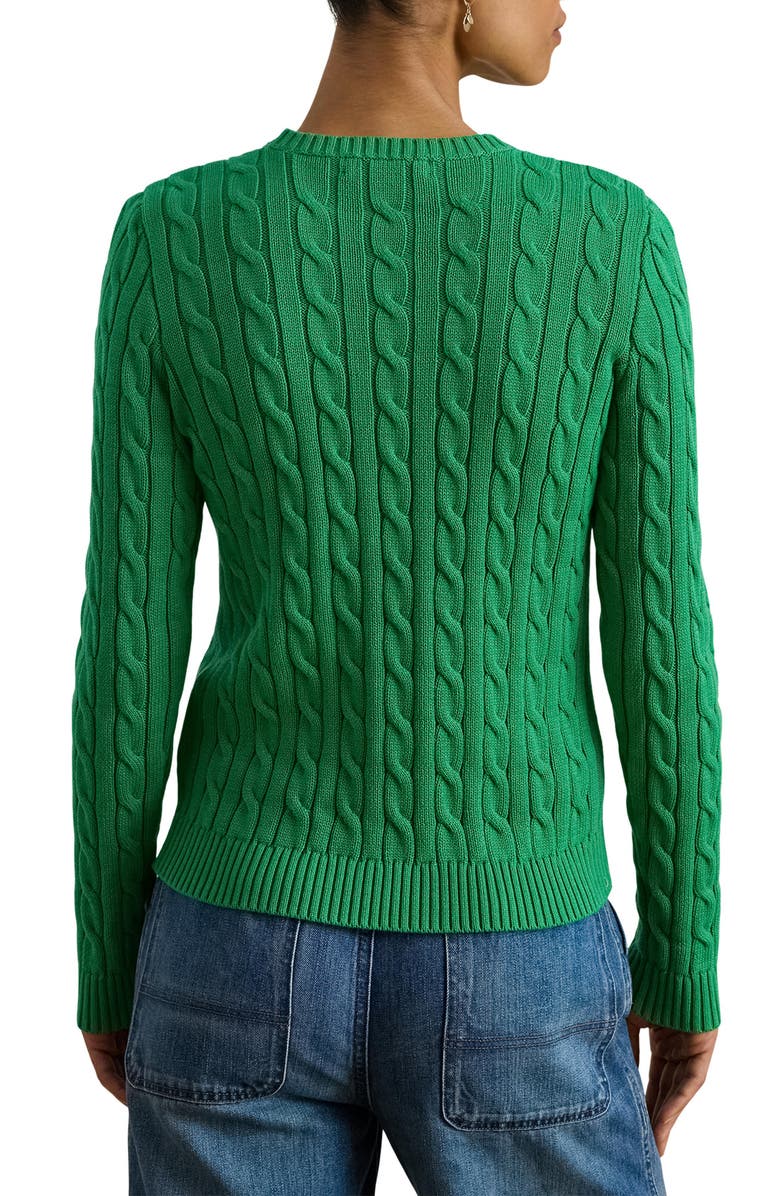 Lauren Ralph Lauren Embroidered Cable Knit Sweater, Alternate, color, Green