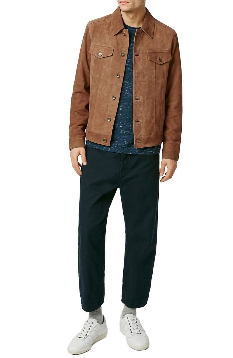 Topman Tan Suede Western Jacket, Alternate, color, 