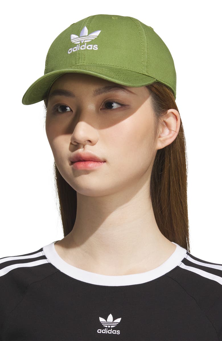 adidas Originals Relaxed Cotton Baseball Cap, Alternate, color, Tech Olive/ White