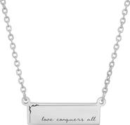 HMY JEWELRY Stainless Steel Love Conquers All ID Pendant Necklace
