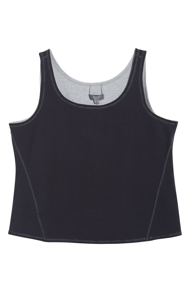 Lysse Reversible Essential Stretch Cotton Tank, Alternate, color, True Navy/ Grey Melange