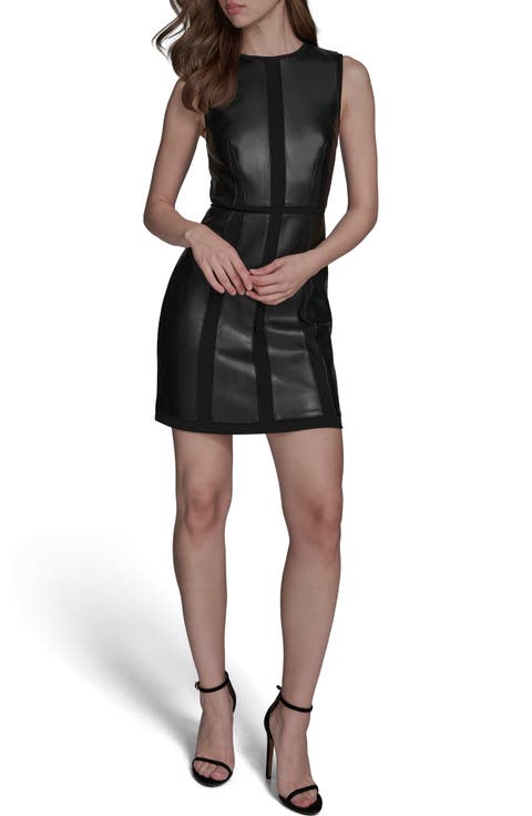 Faux Leather Mixed Media Minidress