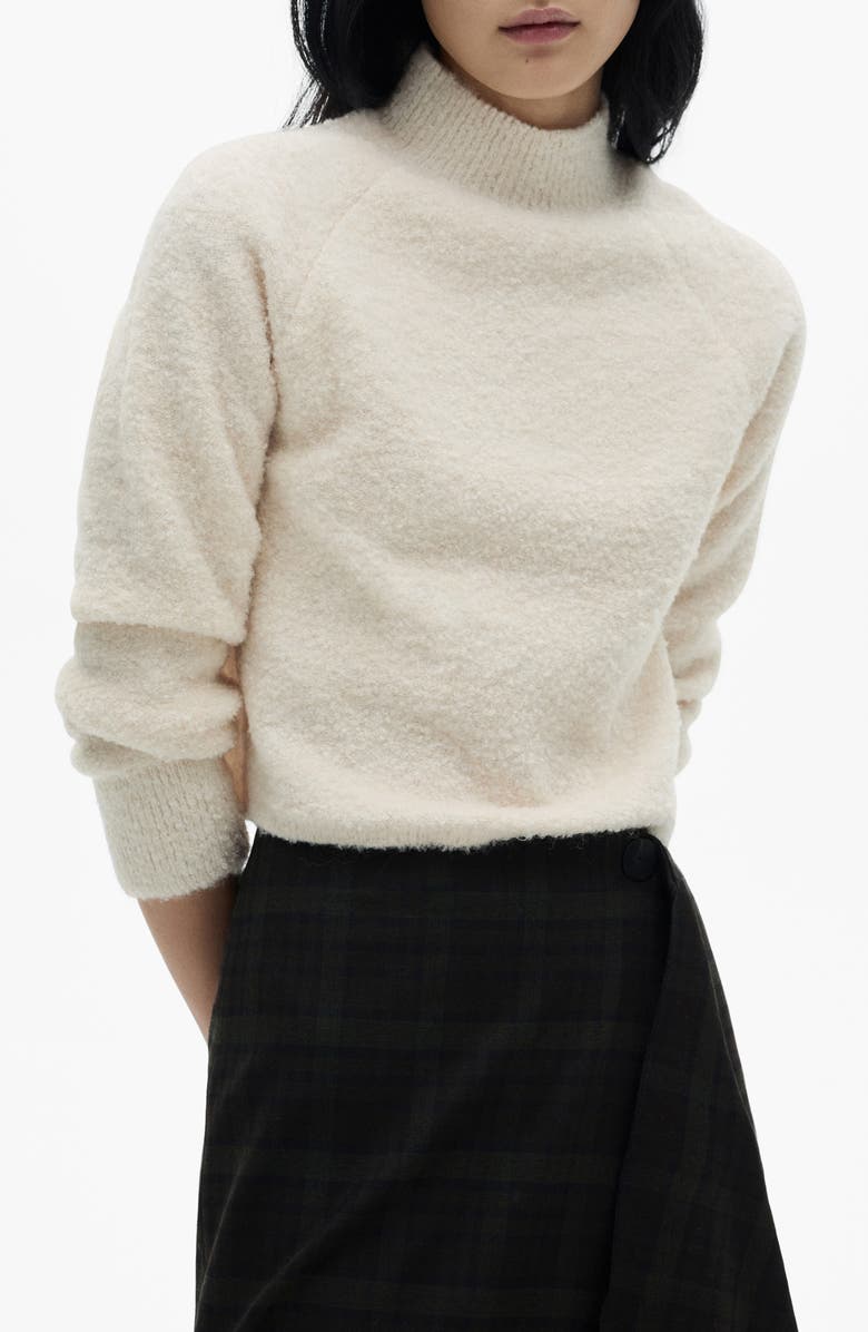 MANGO Perkins Mock Neck Bouclé Sweater, Main, color,