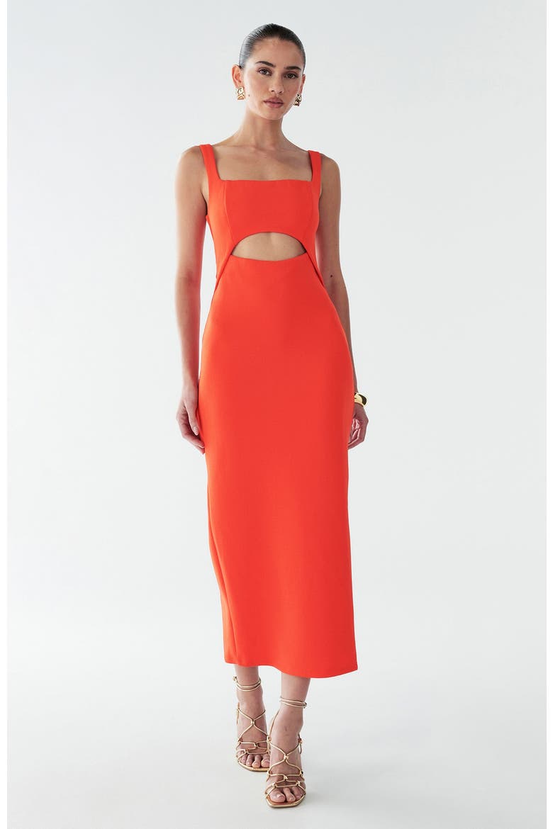 Adi Midi Dress, Alternate, color, Coral