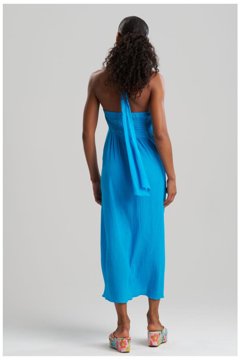 Cotton Gauze Maxi cover-up Halter Dress, Alternate, color, Blue