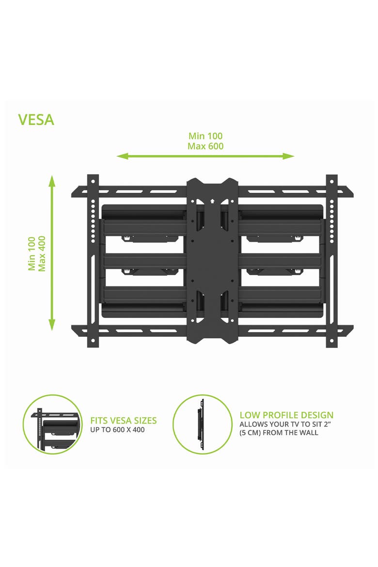 PDX650SG Stainless Steel Full-Motion Dual Stud Outdoor TV Mount for 37" - 75" TVs, Alternate, color, Black
