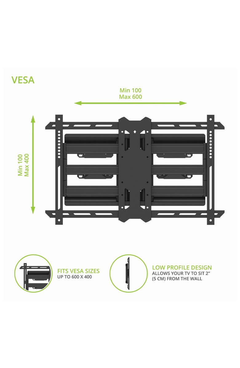 Kanto PDX650SG Stainless Steel Full-Motion Dual Stud Outdoor TV Mount for 37" - 75" TVs, Alternate, color, Black